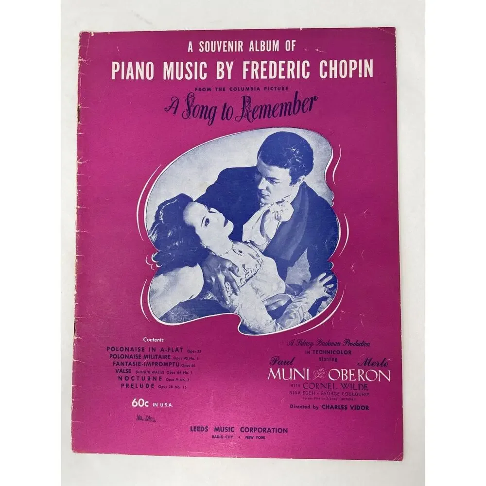 1945 Vintage Souvenir Album of Piano Music by Frederic Chopin Song Book‎